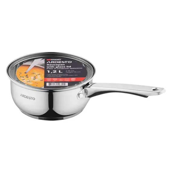 ქვაბი Ardesto Saucepan with glass lid Gemini Gourmet Aosta, 1.2l, stainless steel, 4 image - TechMall.geქვაბი Ardesto Saucepan with glass lid Gemini Gourmet Aosta, 1.2l, stainless steel, 4 image - TechMall.ge ,ქვაბი Ardesto Saucepan with glass lid Gemini Gourmet Aosta, 1.2l, stainless steel, 4 image - TechMall.ge