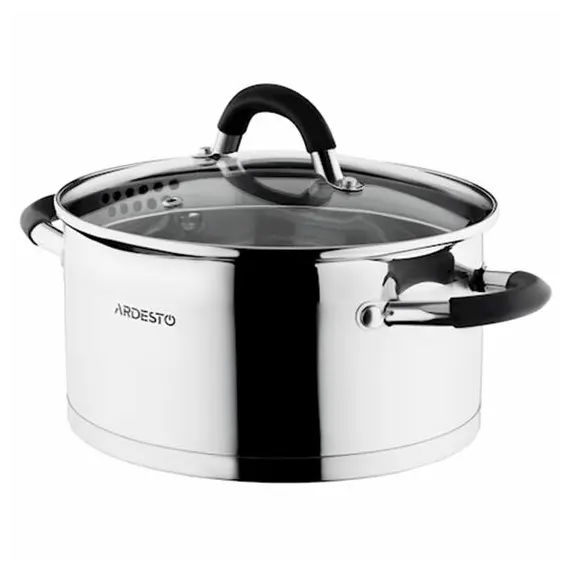 ქვაბების ნაკრები Ardesto Cookware set  Gemini Monza with drain, 8 pcs., Handles with gray silicone, stainless steel, 2 image - TechMall.geქვაბების ნაკრები Ardesto Cookware set  Gemini Monza with drain, 8 pcs., Handles with gray silicone, stainless steel, 2 image - TechMall.ge ,ქვაბების ნაკრები Ardesto Cookware set  Gemini Monza with drain, 8 pcs., Handles with gray silicone, stainless steel, 2 image - TechMall.ge
