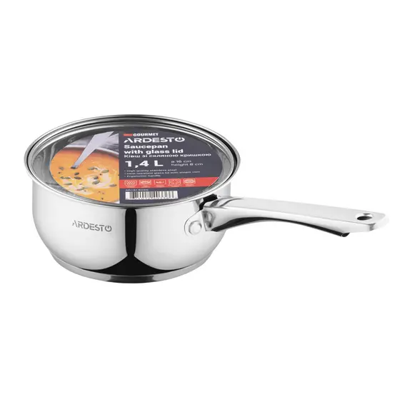 ქვაბი Ardesto Saucepan with glass lid Gemini Gourmet Spoleto, 1.4l, stainless steel, 4 image - TechMall.geქვაბი Ardesto Saucepan with glass lid Gemini Gourmet Spoleto, 1.4l, stainless steel, 4 image - TechMall.ge ,ქვაბი Ardesto Saucepan with glass lid Gemini Gourmet Spoleto, 1.4l, stainless steel, 4 image - TechMall.ge