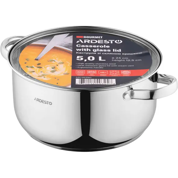ქვაბი Ardesto Casserole with glass lid Gemini Gourmet Aosta, 5l, stainless steel, 4 image - TechMall.geქვაბი Ardesto Casserole with glass lid Gemini Gourmet Aosta, 5l, stainless steel, 4 image - TechMall.ge ,ქვაბი Ardesto Casserole with glass lid Gemini Gourmet Aosta, 5l, stainless steel, 4 image - TechMall.ge