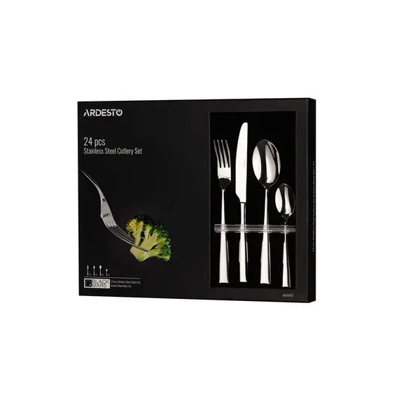 დანა-ჩანგლის ნაკრები Ardesto Cutlery set Black Mars Tia, 24pcs, stainless steel, 3 image - TechMall.geდანა-ჩანგლის ნაკრები Ardesto Cutlery set Black Mars Tia, 24pcs, stainless steel, 3 image - TechMall.ge ,დანა-ჩანგლის ნაკრები Ardesto Cutlery set Black Mars Tia, 24pcs, stainless steel, 3 image - TechMall.ge