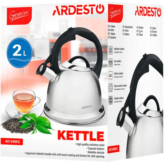 ჩაიდანი Ardesto Kettle Gemini, 2l, stainless steel, 4 image - TechMall.geჩაიდანი Ardesto Kettle Gemini, 2l, stainless steel, 4 image - TechMall.ge ,ჩაიდანი Ardesto Kettle Gemini, 2l, stainless steel, 4 image - TechMall.ge
