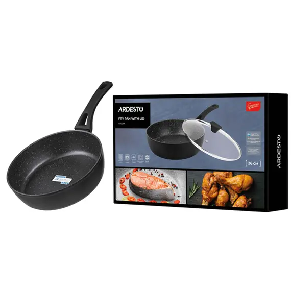 ტაფა Ardesto Deep Fry pan with lid Gemini Livorno, 26cm, aluminium, black, 4 image - TechMall.geტაფა Ardesto Deep Fry pan with lid Gemini Livorno, 26cm, aluminium, black, 4 image - TechMall.ge ,ტაფა Ardesto Deep Fry pan with lid Gemini Livorno, 26cm, aluminium, black, 4 image - TechMall.ge