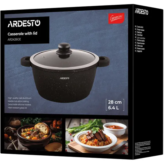 ქვაბი Ardesto Casserole with glass lid Gemini Anzio, 6.4l, aluminium, black, 6 image - TechMall.geქვაბი Ardesto Casserole with glass lid Gemini Anzio, 6.4l, aluminium, black, 6 image - TechMall.ge ,ქვაბი Ardesto Casserole with glass lid Gemini Anzio, 6.4l, aluminium, black, 6 image - TechMall.ge