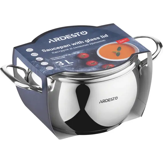 ქვაბი Ardesto Casserole with glass lid Gemini Liguria, 3l, stainless steel, 4 image - TechMall.geქვაბი Ardesto Casserole with glass lid Gemini Liguria, 3l, stainless steel, 4 image - TechMall.ge ,ქვაბი Ardesto Casserole with glass lid Gemini Liguria, 3l, stainless steel, 4 image - TechMall.ge