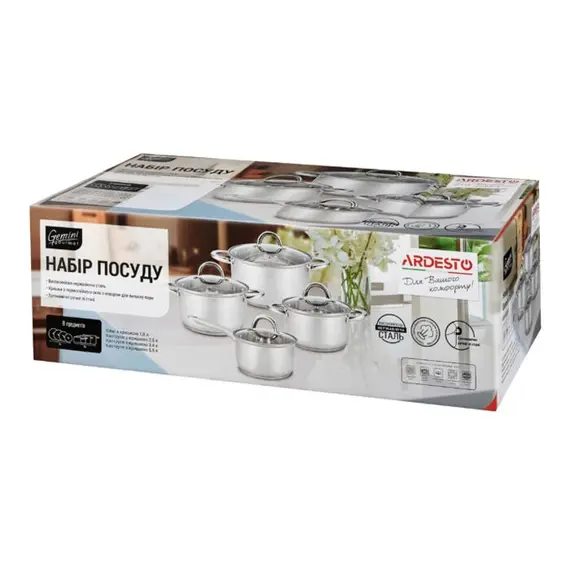 ქვაბების ნაკრები Ardesto Gemini Gourmet, 8 pcs, stainless steel, 2 image - TechMall.geქვაბების ნაკრები Ardesto Gemini Gourmet, 8 pcs, stainless steel, 2 image - TechMall.ge ,ქვაბების ნაკრები Ardesto Gemini Gourmet, 8 pcs, stainless steel, 2 image - TechMall.ge