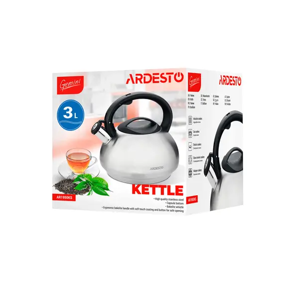 ჩაიდანი Ardesto Kettle Gemini, 3l, stainless steel, 4 image - TechMall.geჩაიდანი Ardesto Kettle Gemini, 3l, stainless steel, 4 image - TechMall.ge ,ჩაიდანი Ardesto Kettle Gemini, 3l, stainless steel, 4 image - TechMall.ge