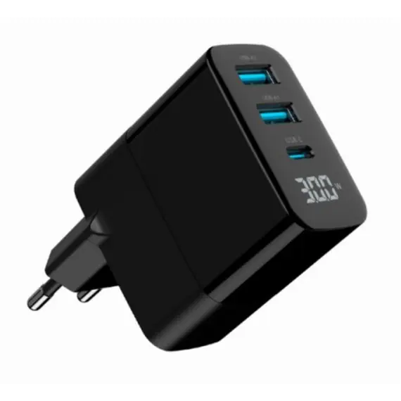 დამტენი Gembird TA-UC-PDQC30LCD-BK-02 3-port 30W GaN USB Fast Charger LCD Black, 2 image - TechMall.geდამტენი Gembird TA-UC-PDQC30LCD-BK-02 3-port 30W GaN USB Fast Charger LCD Black, 2 image - TechMall.ge ,დამტენი Gembird TA-UC-PDQC30LCD-BK-02 3-port 30W GaN USB Fast Charger LCD Black, 2 image - TechMall.ge
