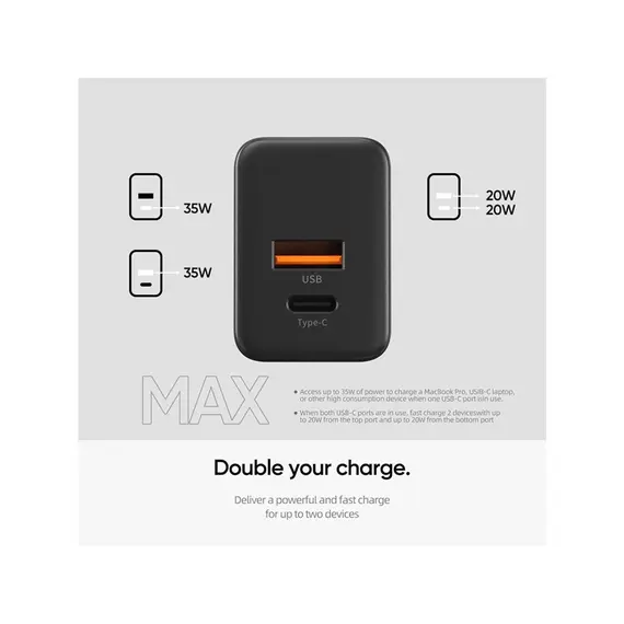დამტენი Arzopa C35 GaN Power Adapter USB/USB-C 35W, 6 image - TechMall.geდამტენი Arzopa C35 GaN Power Adapter USB/USB-C 35W, 6 image - TechMall.ge ,დამტენი Arzopa C35 GaN Power Adapter USB/USB-C 35W, 6 image - TechMall.ge