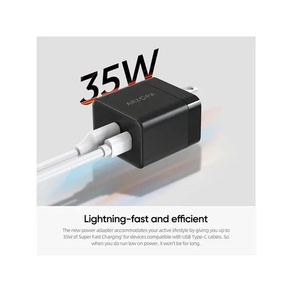 დამტენი Arzopa C35 GaN Power Adapter USB/USB-C 35W, 3 image - TechMall.geდამტენი Arzopa C35 GaN Power Adapter USB/USB-C 35W, 3 image - TechMall.ge ,დამტენი Arzopa C35 GaN Power Adapter USB/USB-C 35W, 3 image - TechMall.ge