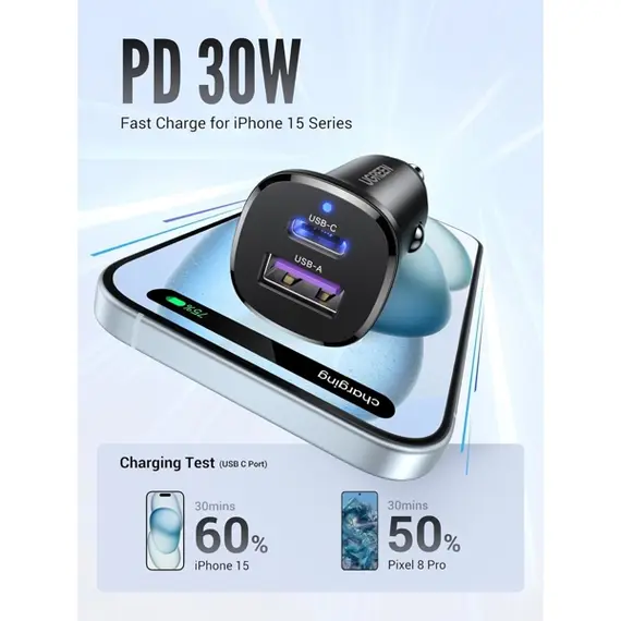 მანქანის დამტენი UGREEN 25845, 30W, USB, Type-C, USB-C, Black, 4 image - TechMall.geმანქანის დამტენი UGREEN 25845, 30W, USB, Type-C, USB-C, Black, 4 image - TechMall.ge ,მანქანის დამტენი UGREEN 25845, 30W, USB, Type-C, USB-C, Black, 4 image - TechMall.ge