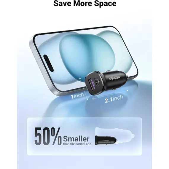 მანქანის დამტენი UGREEN 25845, 30W, USB, Type-C, USB-C, Black, 3 image - TechMall.geმანქანის დამტენი UGREEN 25845, 30W, USB, Type-C, USB-C, Black, 3 image - TechMall.ge ,მანქანის დამტენი UGREEN 25845, 30W, USB, Type-C, USB-C, Black, 3 image - TechMall.ge