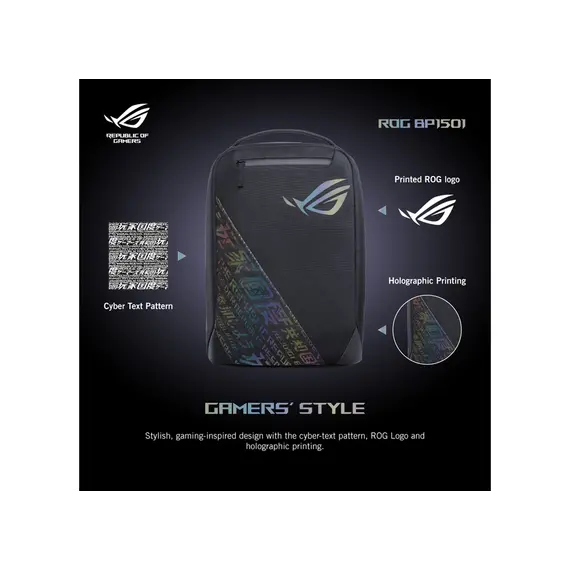 ნოუთბუქის ჩანთა Asus ROG Backpack BP1501G Holographic Edition, 2 image - TechMall.geნოუთბუქის ჩანთა Asus ROG Backpack BP1501G Holographic Edition, 2 image - TechMall.ge ,ნოუთბუქის ჩანთა Asus ROG Backpack BP1501G Holographic Edition, 2 image - TechMall.ge