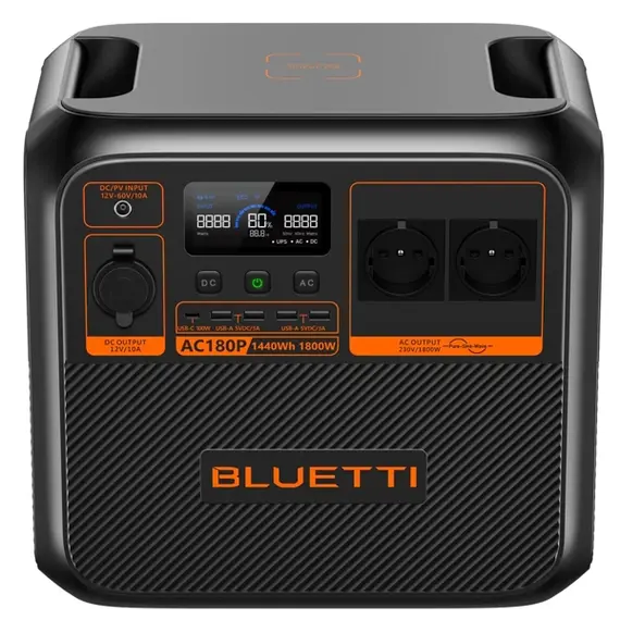 ელექტრო სადგური Bluetti AC180P, 1440Wh, USB-C, USB-A, Power Station, Black, 2 image - TechMall.geელექტრო სადგური Bluetti AC180P, 1440Wh, USB-C, USB-A, Power Station, Black, 2 image - TechMall.ge ,ელექტრო სადგური Bluetti AC180P, 1440Wh, USB-C, USB-A, Power Station, Black, 2 image - TechMall.ge