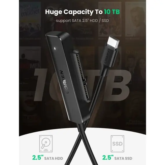 Type-C ადაპტერი UGREEN CM321 (70610), Type-C 3.0 to 2.5-Inch SATA Converter, 50cm, Black, 3 image - TechMall.geType-C ადაპტერი UGREEN CM321 (70610), Type-C 3.0 to 2.5-Inch SATA Converter, 50cm, Black, 3 image - TechMall.ge ,Type-C ადაპტერი UGREEN CM321 (70610), Type-C 3.0 to 2.5-Inch SATA Converter, 50cm, Black, 3 image - TechMall.ge