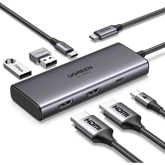 USB-C ჰაბი UGREEN CM498 (15852) Revodok 206, 2 x HDMI, USB, Type-C, HUB, Grey - TechMall.geUSB-C ჰაბი UGREEN CM498 (15852) Revodok 206, 2 x HDMI, USB, Type-C, HUB, Grey - TechMall.ge ,USB-C ჰაბი UGREEN CM498 (15852) Revodok 206, 2 x HDMI, USB, Type-C, HUB, Grey - TechMall.ge