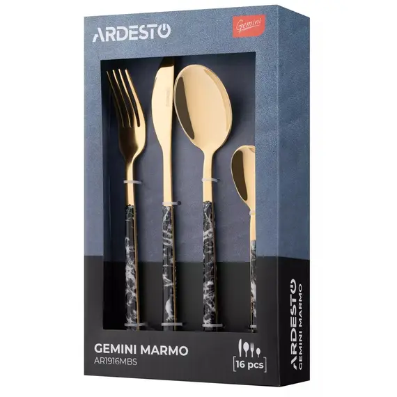 დანა ჩანგლის ნაკრები Ardesto AR1916MBS Gemini Marmo, 16pcs, Cutlery Set, Golden/Black, 5 image - TechMall.geდანა ჩანგლის ნაკრები Ardesto AR1916MBS Gemini Marmo, 16pcs, Cutlery Set, Golden/Black, 5 image - TechMall.ge ,დანა ჩანგლის ნაკრები Ardesto AR1916MBS Gemini Marmo, 16pcs, Cutlery Set, Golden/Black, 5 image - TechMall.ge