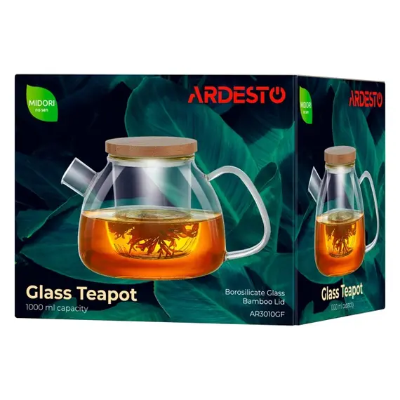 ჩაის დასაყენებელი Ardesto AR3010GF Midori, 1000ml, Teapot, Transparent, 4 image - TechMall.geჩაის დასაყენებელი Ardesto AR3010GF Midori, 1000ml, Teapot, Transparent, 4 image - TechMall.ge ,ჩაის დასაყენებელი Ardesto AR3010GF Midori, 1000ml, Teapot, Transparent, 4 image - TechMall.ge