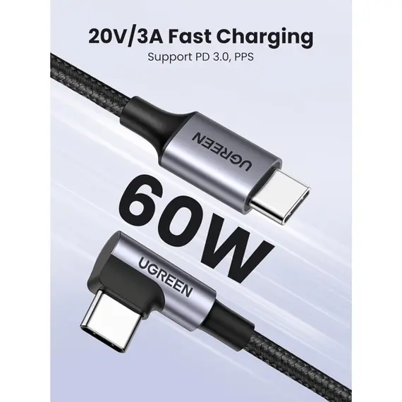 USB კაბელი UGREEN US255 (50122), 60W, Type-C to Angled Type-C Round, 0.5m, Grey, 5 image - TechMall.geUSB კაბელი UGREEN US255 (50122), 60W, Type-C to Angled Type-C Round, 0.5m, Grey, 5 image - TechMall.ge ,USB კაბელი UGREEN US255 (50122), 60W, Type-C to Angled Type-C Round, 0.5m, Grey, 5 image - TechMall.ge