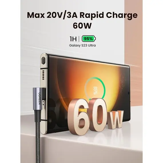 USB კაბელი UGREEN US323 (70529), 60W, Right Angle type-C to type-C Angled, 1m, Black/Grey, 4 image - TechMall.geUSB კაბელი UGREEN US323 (70529), 60W, Right Angle type-C to type-C Angled, 1m, Black/Grey, 4 image - TechMall.ge ,USB კაბელი UGREEN US323 (70529), 60W, Right Angle type-C to type-C Angled, 1m, Black/Grey, 4 image - TechMall.ge