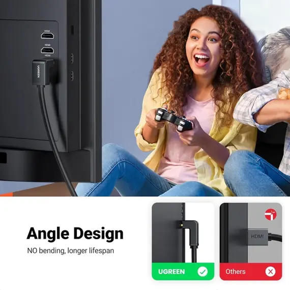 HDMI კაბელი UGREEN HD103 (10173), 4K HDMI Cable Male to Male, 90 Degree, 2m, Black, 4 image - TechMall.geHDMI კაბელი UGREEN HD103 (10173), 4K HDMI Cable Male to Male, 90 Degree, 2m, Black, 4 image - TechMall.ge ,HDMI კაბელი UGREEN HD103 (10173), 4K HDMI Cable Male to Male, 90 Degree, 2m, Black, 4 image - TechMall.ge