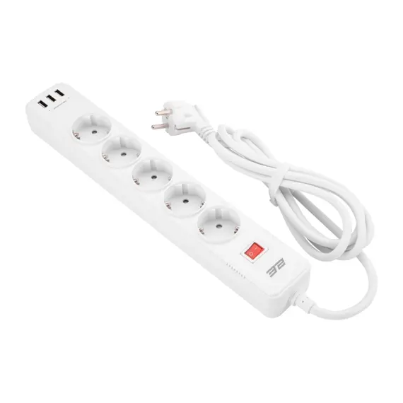 დენის გამანაწილებელი 2Е 2E-SP515M2USBWH, 5 Socket, 3xUSB-A, 2m, Power Strip With Surge Protector, White - TechMall.geდენის გამანაწილებელი 2Е 2E-SP515M2USBWH, 5 Socket, 3xUSB-A, 2m, Power Strip With Surge Protector, White - TechMall.ge ,დენის გამანაწილებელი 2Е 2E-SP515M2USBWH, 5 Socket, 3xUSB-A, 2m, Power Strip With Surge Protector, White - TechMall.ge