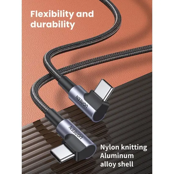 USB კაბელი UGREEN US323 (70529), 60W, Right Angle type-C to type-C Angled, 1m, Black/Grey, 2 image - TechMall.geUSB კაბელი UGREEN US323 (70529), 60W, Right Angle type-C to type-C Angled, 1m, Black/Grey, 2 image - TechMall.ge ,USB კაბელი UGREEN US323 (70529), 60W, Right Angle type-C to type-C Angled, 1m, Black/Grey, 2 image - TechMall.ge