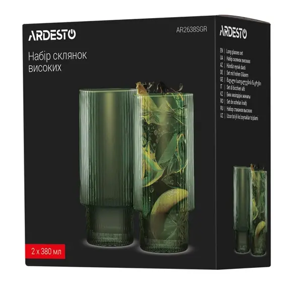 ჭიქების ნაკრები Ardesto AR2638SGR, 380ml, 2pcs, Long Glasses Set, Green, 4 image - TechMall.geჭიქების ნაკრები Ardesto AR2638SGR, 380ml, 2pcs, Long Glasses Set, Green, 4 image - TechMall.ge ,ჭიქების ნაკრები Ardesto AR2638SGR, 380ml, 2pcs, Long Glasses Set, Green, 4 image - TechMall.ge