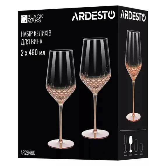 ჭიქების ნაკრები Ardesto AR2646G Black Mars Favola, 460ml, 2pcs, Wine Glasses Set, Transparent/Golden, 3 image - TechMall.geჭიქების ნაკრები Ardesto AR2646G Black Mars Favola, 460ml, 2pcs, Wine Glasses Set, Transparent/Golden, 3 image - TechMall.ge ,ჭიქების ნაკრები Ardesto AR2646G Black Mars Favola, 460ml, 2pcs, Wine Glasses Set, Transparent/Golden, 3 image - TechMall.ge
