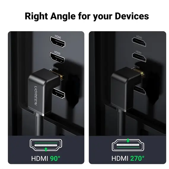 HDMI კაბელი UGREEN HD103 (10173), 4K HDMI Cable Male to Male, 90 Degree, 2m, Black, 3 image - TechMall.geHDMI კაბელი UGREEN HD103 (10173), 4K HDMI Cable Male to Male, 90 Degree, 2m, Black, 3 image - TechMall.ge ,HDMI კაბელი UGREEN HD103 (10173), 4K HDMI Cable Male to Male, 90 Degree, 2m, Black, 3 image - TechMall.ge