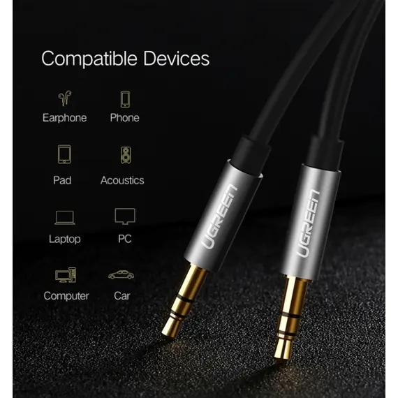 AUX კაბელი UGREEN AV119 (10732) 3.5mm Male to 3.5mm Male Cable 0.5m (Black), 6 image - TechMall.geAUX კაბელი UGREEN AV119 (10732) 3.5mm Male to 3.5mm Male Cable 0.5m (Black), 6 image - TechMall.ge ,AUX კაბელი UGREEN AV119 (10732) 3.5mm Male to 3.5mm Male Cable 0.5m (Black), 6 image - TechMall.ge