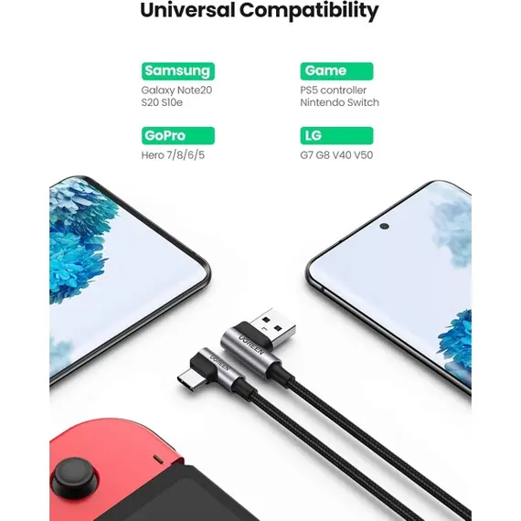 USB კაბელი UGREEN US176 (20856), 18W, USB-A to Type-C 90 Degree, 1m, Space Grey, 5 image - TechMall.geUSB კაბელი UGREEN US176 (20856), 18W, USB-A to Type-C 90 Degree, 1m, Space Grey, 5 image - TechMall.ge ,USB კაბელი UGREEN US176 (20856), 18W, USB-A to Type-C 90 Degree, 1m, Space Grey, 5 image - TechMall.ge