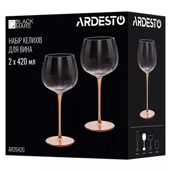 ჭიქები Ardesto AR2642G Black Mars Amber, 420ml, 2pcs, Wine Glasses Set, Transparent/Golden, 3 image - TechMall.geჭიქები Ardesto AR2642G Black Mars Amber, 420ml, 2pcs, Wine Glasses Set, Transparent/Golden, 3 image - TechMall.ge ,ჭიქები Ardesto AR2642G Black Mars Amber, 420ml, 2pcs, Wine Glasses Set, Transparent/Golden, 3 image - TechMall.ge