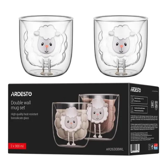 ჭიქების ნაკრები Ardesto AR2630BWL, 300ml, 2pcs, Double Wall Mug Set, Transparent, 2 image - TechMall.geჭიქების ნაკრები Ardesto AR2630BWL, 300ml, 2pcs, Double Wall Mug Set, Transparent, 2 image - TechMall.ge ,ჭიქების ნაკრები Ardesto AR2630BWL, 300ml, 2pcs, Double Wall Mug Set, Transparent, 2 image - TechMall.ge