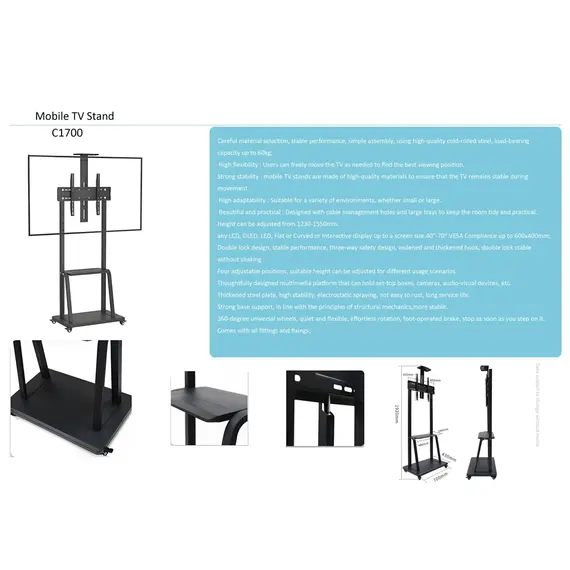 ტელევიზორის საკიდი Allscreen C1700, 40"-70", TV Mount With Roller, Black, 7 image - TechMall.geტელევიზორის საკიდი Allscreen C1700, 40"-70", TV Mount With Roller, Black, 7 image - TechMall.ge ,ტელევიზორის საკიდი Allscreen C1700, 40"-70", TV Mount With Roller, Black, 7 image - TechMall.ge