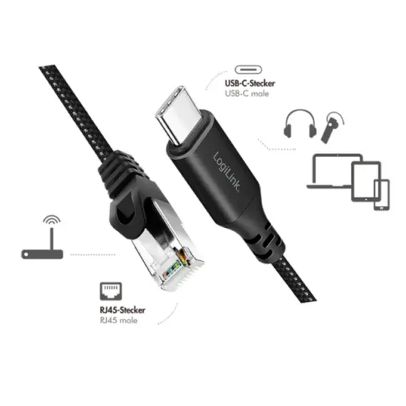 კაბელი Logilink CU0412 USB-C 3.2 to RJ45 (CAT6) Ethernet Cable Adapter 2m, 3 image - TechMall.geკაბელი Logilink CU0412 USB-C 3.2 to RJ45 (CAT6) Ethernet Cable Adapter 2m, 3 image - TechMall.ge ,კაბელი Logilink CU0412 USB-C 3.2 to RJ45 (CAT6) Ethernet Cable Adapter 2m, 3 image - TechMall.ge