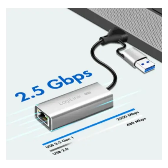 ადაპტერი Logilink UA0422 USB-A/-C to 2.5G Ethernet Adapter Grey, 2 image - TechMall.geადაპტერი Logilink UA0422 USB-A/-C to 2.5G Ethernet Adapter Grey, 2 image - TechMall.ge ,ადაპტერი Logilink UA0422 USB-A/-C to 2.5G Ethernet Adapter Grey, 2 image - TechMall.ge