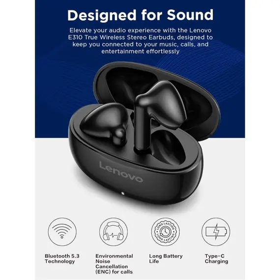 ყურსასმენი Lenovo GXD1Q65146 E310, Earbuds, Wireless, Bluetooth, Black, 4 image - TechMall.geყურსასმენი Lenovo GXD1Q65146 E310, Earbuds, Wireless, Bluetooth, Black, 4 image - TechMall.ge ,ყურსასმენი Lenovo GXD1Q65146 E310, Earbuds, Wireless, Bluetooth, Black, 4 image - TechMall.ge