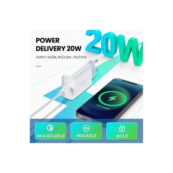 ადაპტერი UGREEN (60450) CD137 Fast Charging Port 20W, 8 image - TechMall.geადაპტერი UGREEN (60450) CD137 Fast Charging Port 20W, 8 image - TechMall.ge ,ადაპტერი UGREEN (60450) CD137 Fast Charging Port 20W, 8 image - TechMall.ge