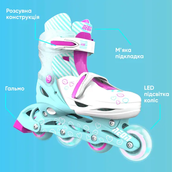 როლიკები NEON INLINE SKATES (SIZE 3-6) - NT08 (Teal Pink), 2 image - TechMall.geროლიკები NEON INLINE SKATES (SIZE 3-6) - NT08 (Teal Pink), 2 image - TechMall.ge ,როლიკები NEON INLINE SKATES (SIZE 3-6) - NT08 (Teal Pink), 2 image - TechMall.ge