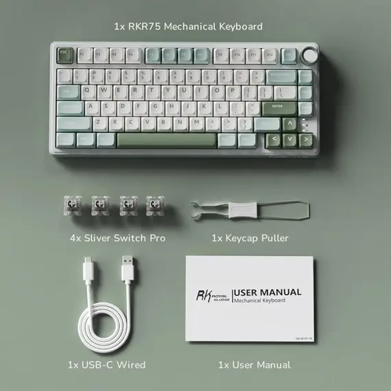 კლავიატურა Royal Kludge RK R75 RGB Mechanical Keyboard, K silver switch, Hot Swappable, Type-C wired, Sky Cyan, 5 image - TechMall.geკლავიატურა Royal Kludge RK R75 RGB Mechanical Keyboard, K silver switch, Hot Swappable, Type-C wired, Sky Cyan, 5 image - TechMall.ge ,კლავიატურა Royal Kludge RK R75 RGB Mechanical Keyboard, K silver switch, Hot Swappable, Type-C wired, Sky Cyan, 5 image - TechMall.ge