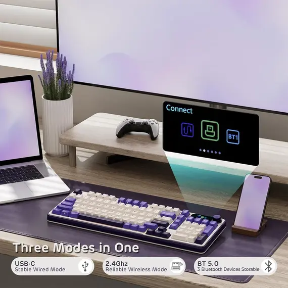 კლავიატურა Royal Kludge RK S98 RGB Mechanical Keyboard, Chartreuse switch, Smart Display, Hot Swappable, Type-C wired, Bluetooth 5.0, 2.4GHz, Blackber, 4 image - TechMall.geკლავიატურა Royal Kludge RK S98 RGB Mechanical Keyboard, Chartreuse switch, Smart Display, Hot Swappable, Type-C wired, Bluetooth 5.0, 2.4GHz, Blackber, 4 image - TechMall.ge ,კლავიატურა Royal Kludge RK S98 RGB Mechanical Keyboard, Chartreuse switch, Smart Display, Hot Swappable, Type-C wired, Bluetooth 5.0, 2.4GHz, Blackber, 4 image - TechMall.ge