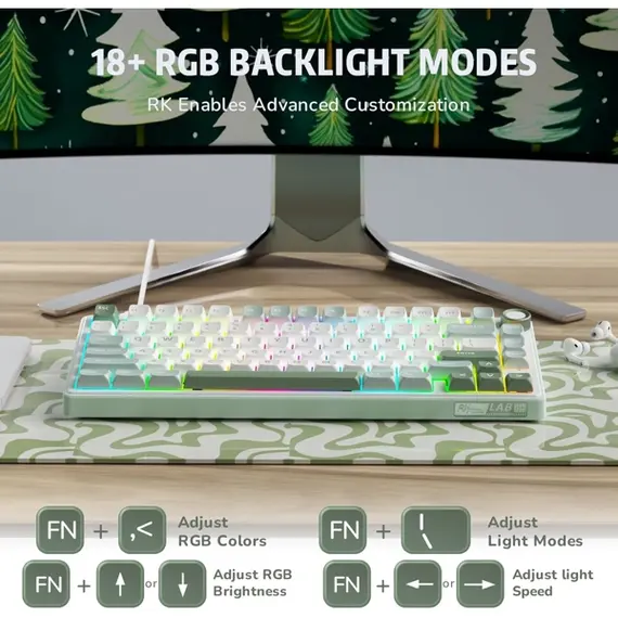 კლავიატურა Royal Kludge RK R75 RGB Mechanical Keyboard, K silver switch, Hot Swappable, Type-C wired, Sky Cyan, 4 image - TechMall.geკლავიატურა Royal Kludge RK R75 RGB Mechanical Keyboard, K silver switch, Hot Swappable, Type-C wired, Sky Cyan, 4 image - TechMall.ge ,კლავიატურა Royal Kludge RK R75 RGB Mechanical Keyboard, K silver switch, Hot Swappable, Type-C wired, Sky Cyan, 4 image - TechMall.ge
