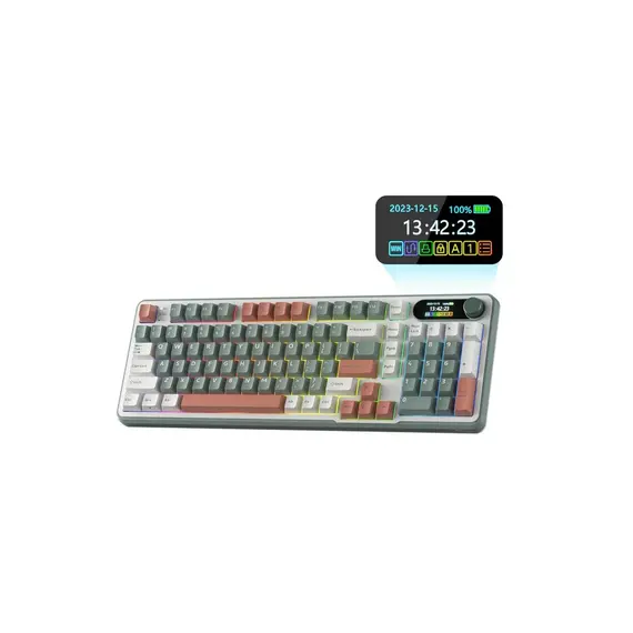 კლავიატურა Royal Kludge RK S98 RGB Mechanical Keyboard, Chartreuse switch, Smart Display, Hot Swappable, Type-C wired, Bluetooth 5.0, 2.4GHz, Camping, 2 image - TechMall.geკლავიატურა Royal Kludge RK S98 RGB Mechanical Keyboard, Chartreuse switch, Smart Display, Hot Swappable, Type-C wired, Bluetooth 5.0, 2.4GHz, Camping, 2 image - TechMall.ge ,კლავიატურა Royal Kludge RK S98 RGB Mechanical Keyboard, Chartreuse switch, Smart Display, Hot Swappable, Type-C wired, Bluetooth 5.0, 2.4GHz, Camping, 2 image - TechMall.ge