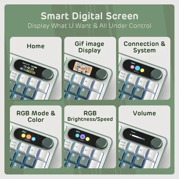 კლავიატურა Royal Kludge RK S98 RGB Mechanical Keyboard, Chartreuse switch, Smart Display, Hot Swappable, Type-C wired, Bluetooth 5.0, 2.4GHz, Camping, 6 image - TechMall.geკლავიატურა Royal Kludge RK S98 RGB Mechanical Keyboard, Chartreuse switch, Smart Display, Hot Swappable, Type-C wired, Bluetooth 5.0, 2.4GHz, Camping, 6 image - TechMall.ge ,კლავიატურა Royal Kludge RK S98 RGB Mechanical Keyboard, Chartreuse switch, Smart Display, Hot Swappable, Type-C wired, Bluetooth 5.0, 2.4GHz, Camping, 6 image - TechMall.ge