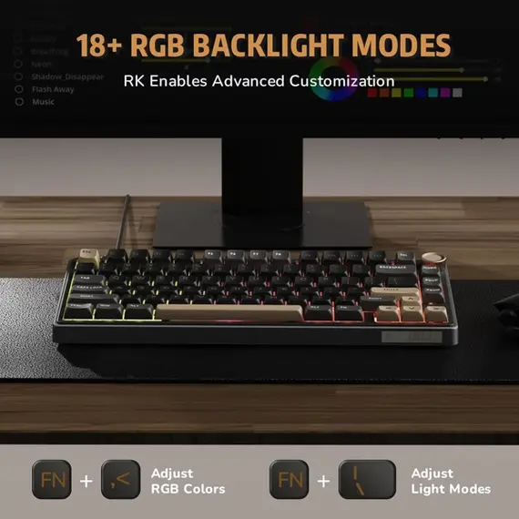 კლავიატურა Royal Kludge RK R75 RGB Mechanical Keyboard, Brown switch, Hot Swappable, Type-C wired, Phantom, 3 image - TechMall.geკლავიატურა Royal Kludge RK R75 RGB Mechanical Keyboard, Brown switch, Hot Swappable, Type-C wired, Phantom, 3 image - TechMall.ge ,კლავიატურა Royal Kludge RK R75 RGB Mechanical Keyboard, Brown switch, Hot Swappable, Type-C wired, Phantom, 3 image - TechMall.ge
