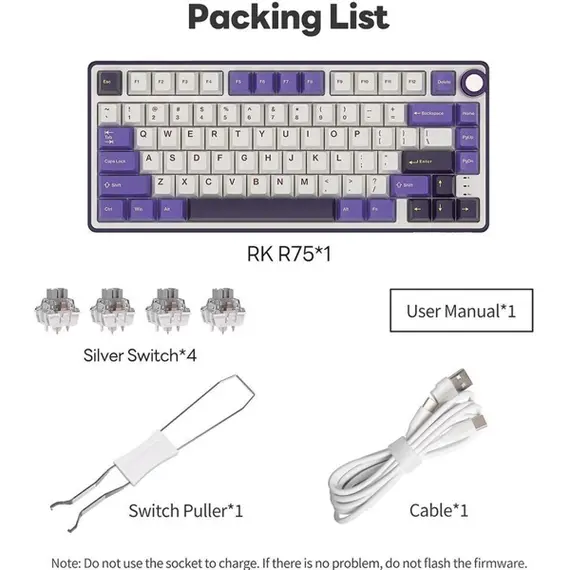 კლავიატურა Royal Kludge RK R75 RGB Mechanical Keyboard, Brown switch, Hot Swappable, Hot Swappable, Type-C wired, Blackberry, 4 image - TechMall.geკლავიატურა Royal Kludge RK R75 RGB Mechanical Keyboard, Brown switch, Hot Swappable, Hot Swappable, Type-C wired, Blackberry, 4 image - TechMall.ge ,კლავიატურა Royal Kludge RK R75 RGB Mechanical Keyboard, Brown switch, Hot Swappable, Hot Swappable, Type-C wired, Blackberry, 4 image - TechMall.ge