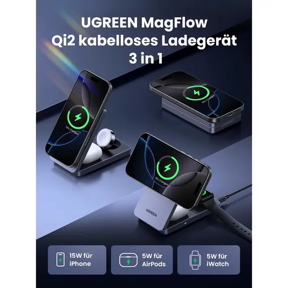 უსადენო დამტენი UGREEN W707 (45025) Qi2 MagFlow, 15W, Wireless Charging Station With 30W USB-C Charger, Space gray, 5 image - TechMall.geუსადენო დამტენი UGREEN W707 (45025) Qi2 MagFlow, 15W, Wireless Charging Station With 30W USB-C Charger, Space gray, 5 image - TechMall.ge ,უსადენო დამტენი UGREEN W707 (45025) Qi2 MagFlow, 15W, Wireless Charging Station With 30W USB-C Charger, Space gray, 5 image - TechMall.ge