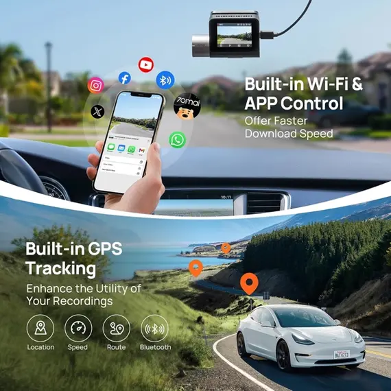 მანქანის ვიდეო რეგისტრატორი 70mai Dash Cam A510-1, Built in GPS, 140°/130°, Car Video Recorder, Black, 6 image - TechMall.geმანქანის ვიდეო რეგისტრატორი 70mai Dash Cam A510-1, Built in GPS, 140°/130°, Car Video Recorder, Black, 6 image - TechMall.ge ,მანქანის ვიდეო რეგისტრატორი 70mai Dash Cam A510-1, Built in GPS, 140°/130°, Car Video Recorder, Black, 6 image - TechMall.ge