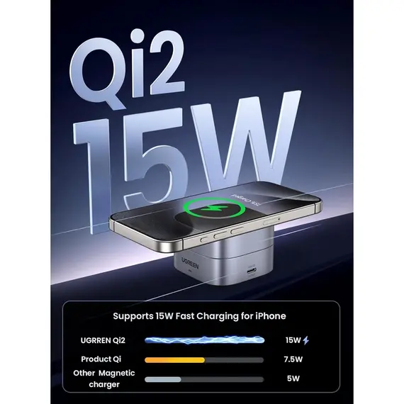 უსადენო დამტენი UGREEEN W702 (35316) MagFlow Qi2, 25W, Magnetic Foldable Charging Station, Dark Gray, 4 image - TechMall.geუსადენო დამტენი UGREEEN W702 (35316) MagFlow Qi2, 25W, Magnetic Foldable Charging Station, Dark Gray, 4 image - TechMall.ge ,უსადენო დამტენი UGREEEN W702 (35316) MagFlow Qi2, 25W, Magnetic Foldable Charging Station, Dark Gray, 4 image - TechMall.ge